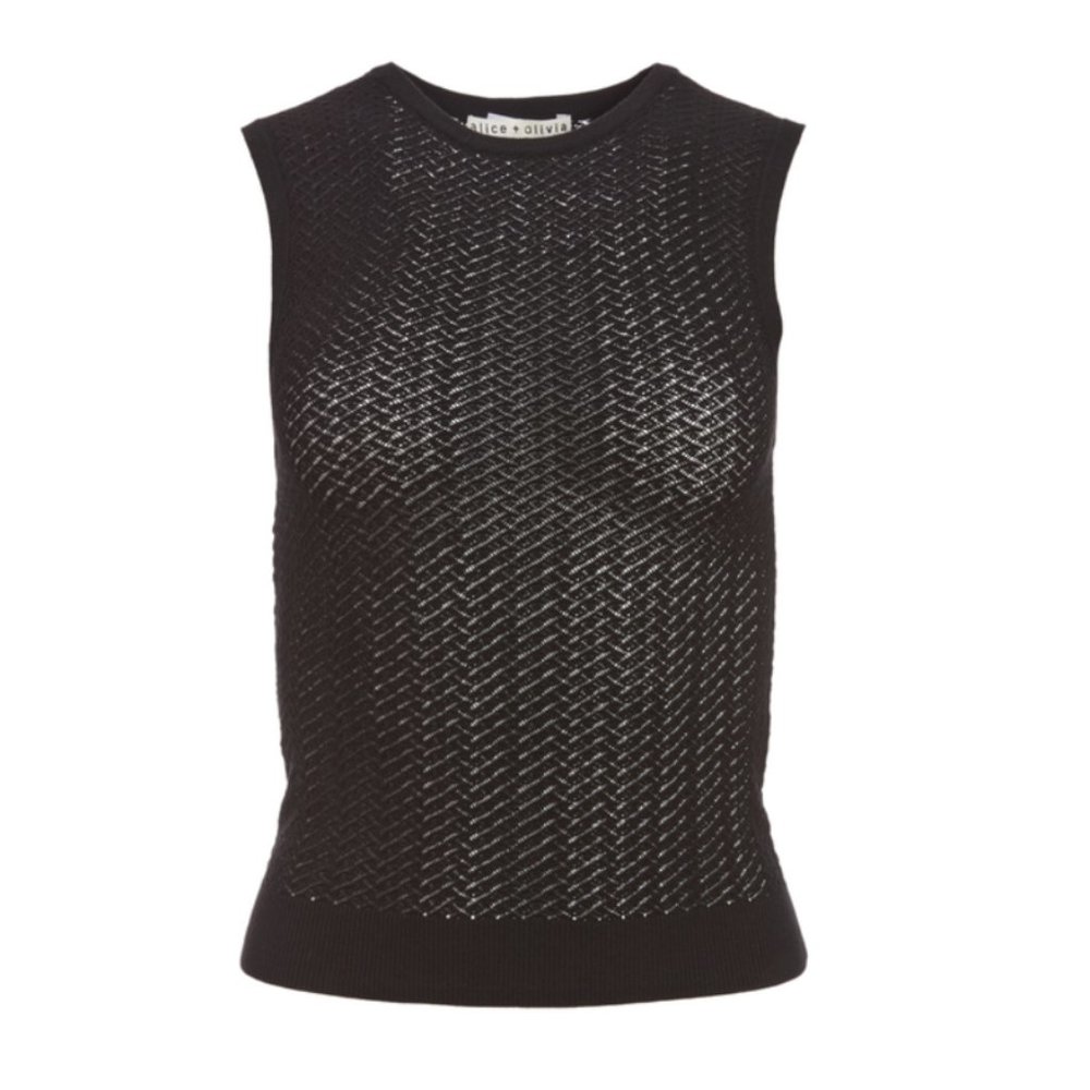 Alice + Olivia Laine Crew Neck Sleeveless Pullover